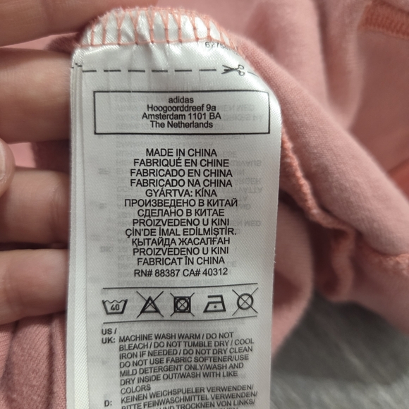 Adidas Womens Velour Hoodie Pullover Ruffle Sweatshirt in Hazy Rose, Size XL - Picture 4 of 9